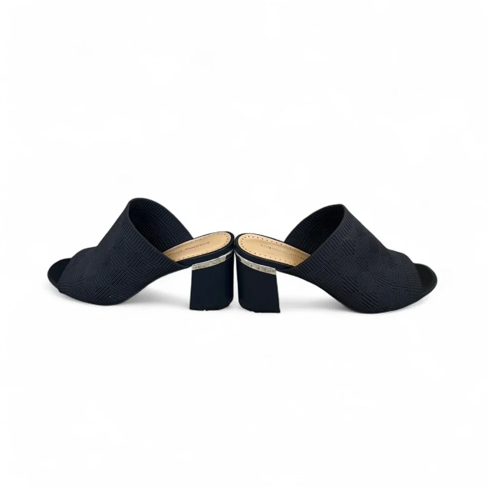 Adrienne Vittadini Arielle Block Heel Mules in Navy Blue Size 8.5 - Picture 5 of 6